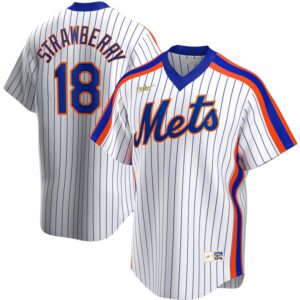 Men's  New York Mets #18 Darryl Strawberry Home Cooperstown Collection Player White Jersey