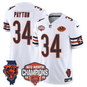 Walter Payton #34 Chicago Bears CHI 2025 NFC North Champions Patch Jersey V2 - All Stitched