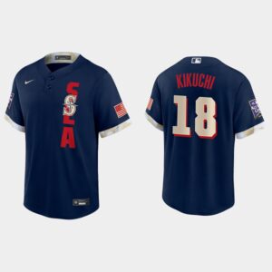 Men's Seattle Mariners #18 Yusei Kikuchi Navy 2021 All-Star Game Jersey