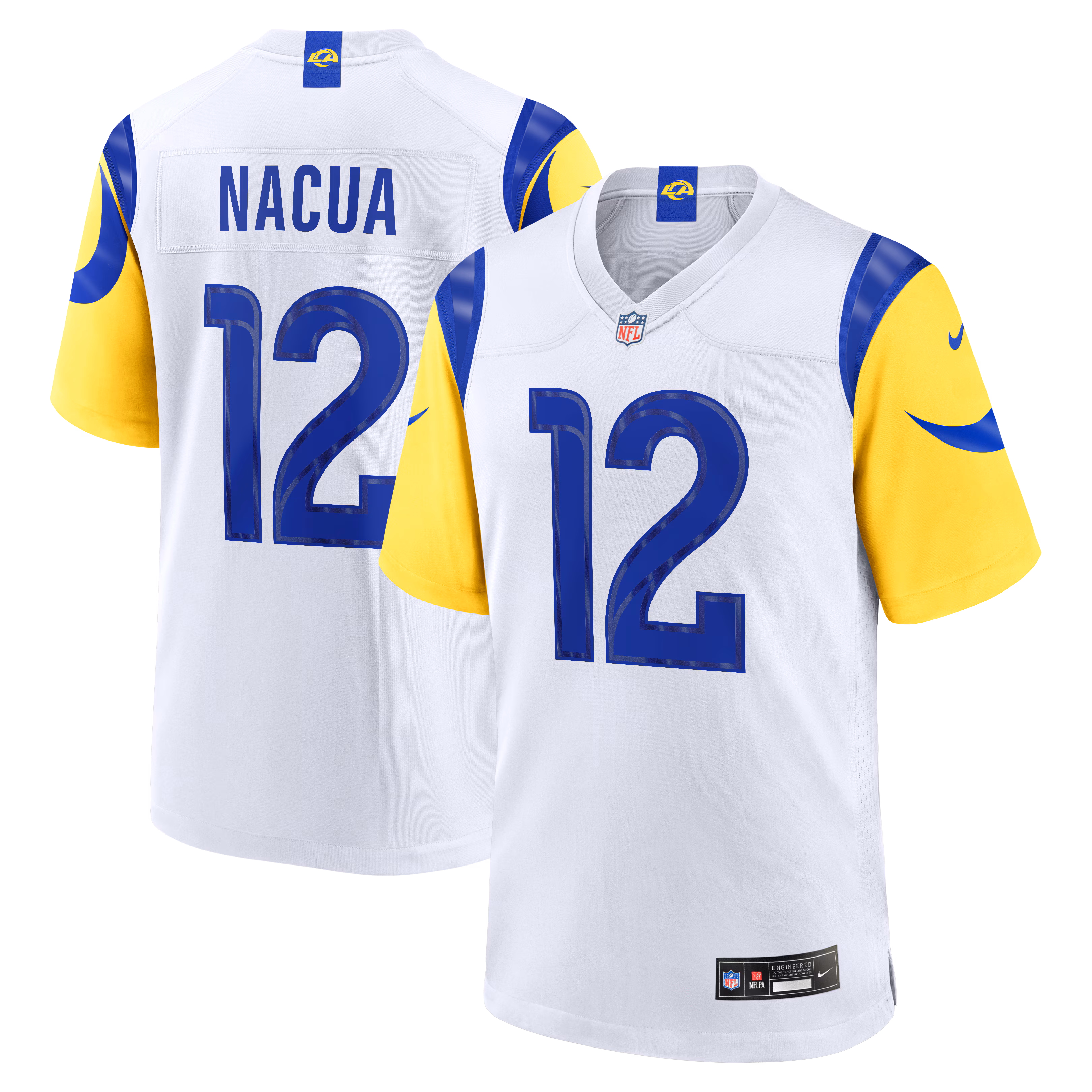Los Angeles Rams Puka Nacua #12 White White Game Player Jersey