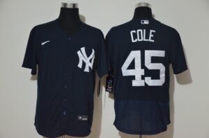 Men's  New York Yankees #45 Gerrit Cole Black Stitched Flex Base Jersey
