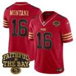 Joe Montana # 16 San Francisco 49ers Faithful To The Bay Patch Vapor Limited Jersey V8 - All Stitched