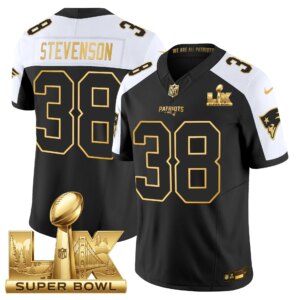 Rhamondre Stevenson #38 New England Patriots Super Bowl LX Gold Patch Vapor Limited Game Jersey - All Stitched