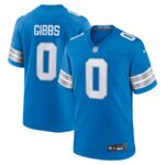 Men's Jahmyr Gibbs Blue #0 Detroit Lions Game Player Jersey