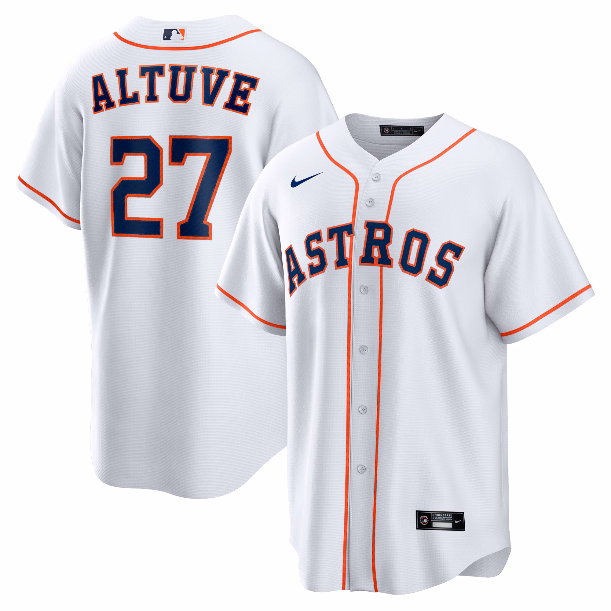 Houston Astros Jose Altuve #27 White Home Replica Player Name Jersey