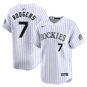 Men's Colorado Rockies Brendan Rodgers  White Home Limited Player Jersey