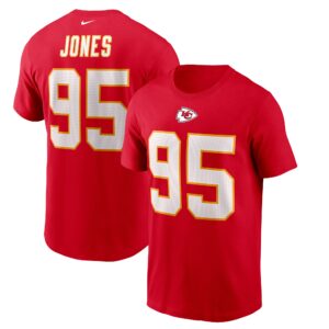 Men's Chris Jones Red Kansas City Chiefs Player Name & Number T-Shirt