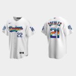 Men's Los Angeles Dodgers #21 Walker Buehler 2022 Pride Night LGBTQ Cool Base Jersey - White