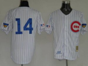 Mitchell And Ness Chicago Cubs #14 Ernie Banks Stitched White Throwback Jersey