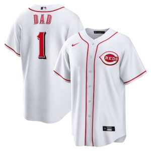 Cincinnati Reds  White #1 Dad Home Replica Jersey