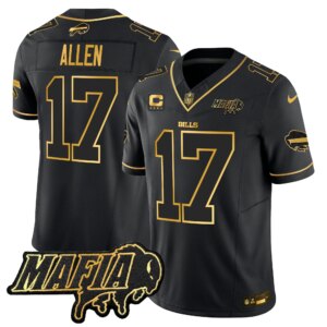 Josh Allen #17 Buffalo Bills BUF 2024 Bills Mafia Patch Gold Vapor Limited Jersey - All Stitched