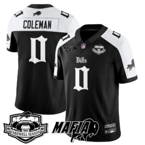 Keon Coleman #0 Buffalo Bills BUF Mafia Gothic Vapor Limited Jersey - Farewell Highmark Patch - All Stitched