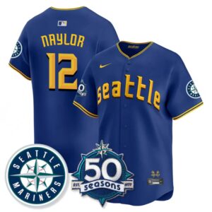 Josh Naylor #12 Seattle Mariners 50th Anniversary & AL West Vapor Premier Limited Jersey - Connect