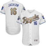 Kansas City Royals #16 Bo Jackson White 2015 World Series Champions Gold Program FlexBase Stitched Jersey