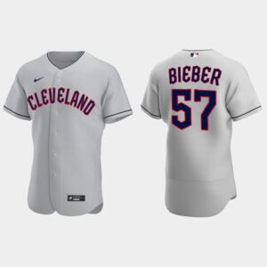Shane Bieber Cleveland Guardians 2022 Road Men's Jersey - Gray