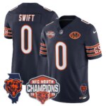D'Andre Swift #0 Chicago Bears CHI 2025 NFC North Champions Patch Jersey V2 - All Stitched