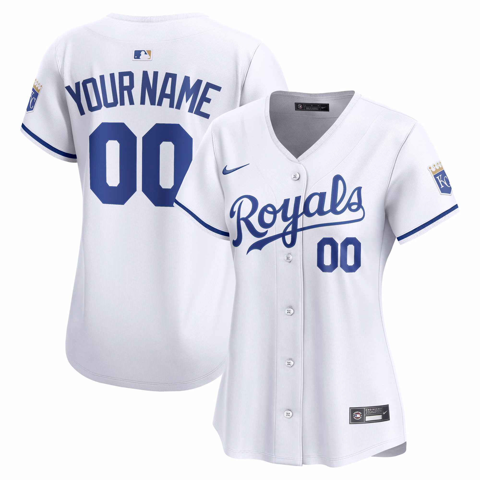 Women's Kansas City Royals White Home Limited Custom #00 Jersey