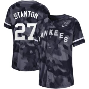 Men's  New York Yankees #27 Giancarlo Stanton Navy Camo Jersey