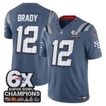 Tom Brady #12 New England Patriots 6-Time Champions Patch 2025 Rivalries Collection Game Jersey - Storm Blue