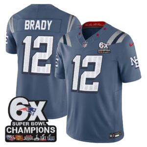 Tom Brady #12 New England Patriots 6-Time Champions Patch 2025 Rivalries Collection Game Jersey - Storm Blue