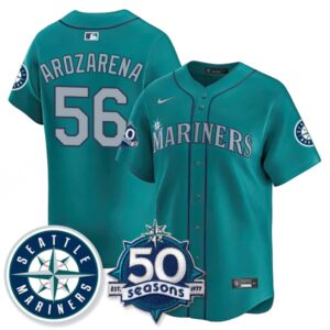 Randy Arozarena #56 Seattle Mariners 50th Anniversary & AL West Vapor Premier Limited Jersey - Teal