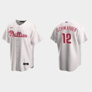 Men's Philadelphia Phillies #12 Kyle Schwarber White Home Jersey