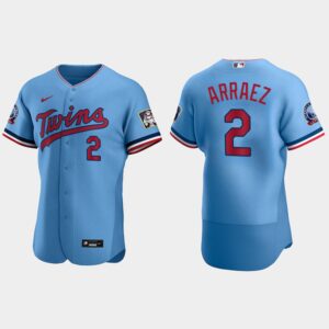Men's Minnesota Twins #2 Luis Arraez Flex Base Alternate Jersey - Light Blue
