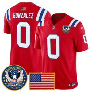 Christian Gonzalez #0 New England Patriots United States 250th Anniversary Patch Vapor Limited Jersey - All Stitched