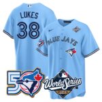 Nathan Lukes #38 Toronto Blue Jays 50th World Series Limited Jersey Stitched Light Blue