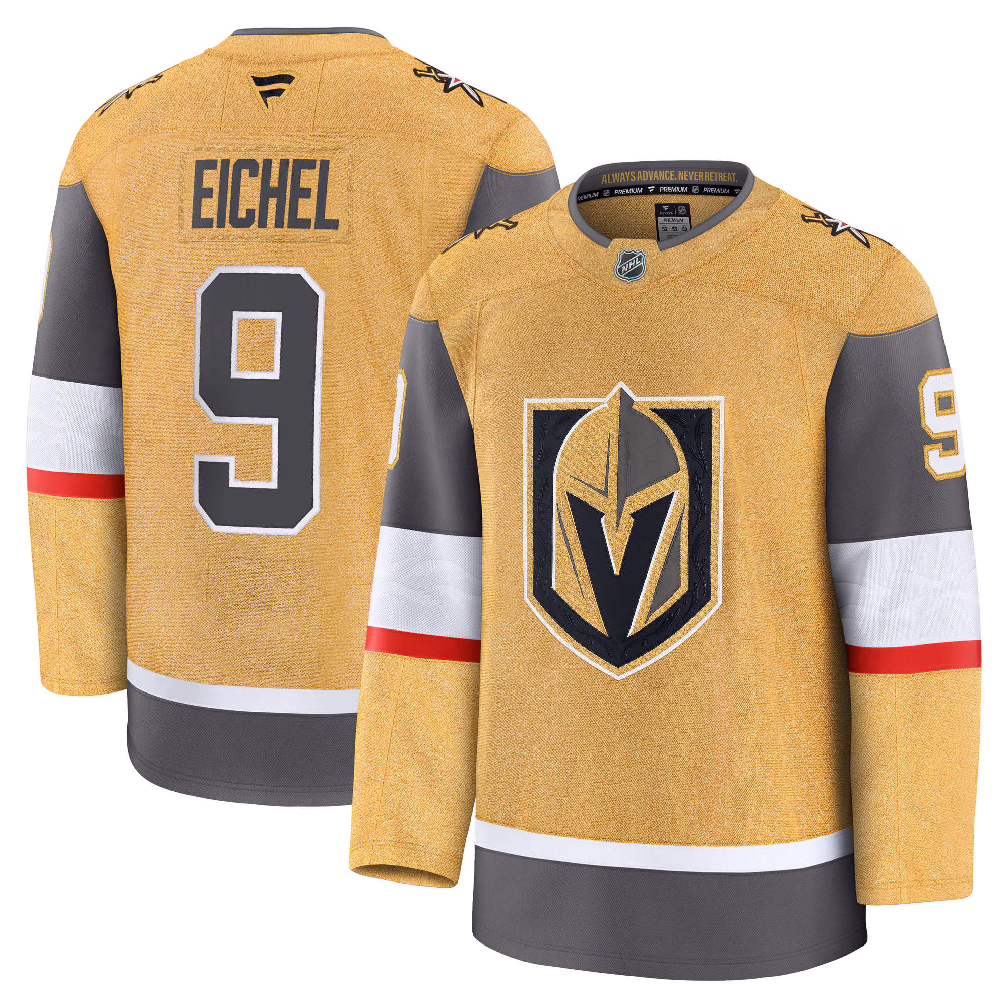 Vegas Golden Knights Jack Eichel #9 Fanatics Gold Home Premium Jersey