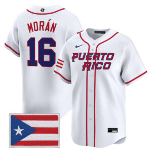 Jovani Morán #16 Puerto Rico Baseball 2026 World Baseball Classic Vapor Premier Jersey - White