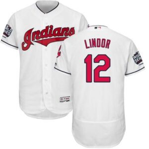 Cleveland Indians #12 Francisco Lindor White Flexbase Collection 2016 World Series Bound Stitched Jersey