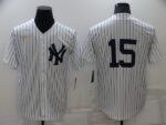 Men's  New York Yankees #15 Thurman Munson White Strip Throwback Cool Base Stitched Jersey