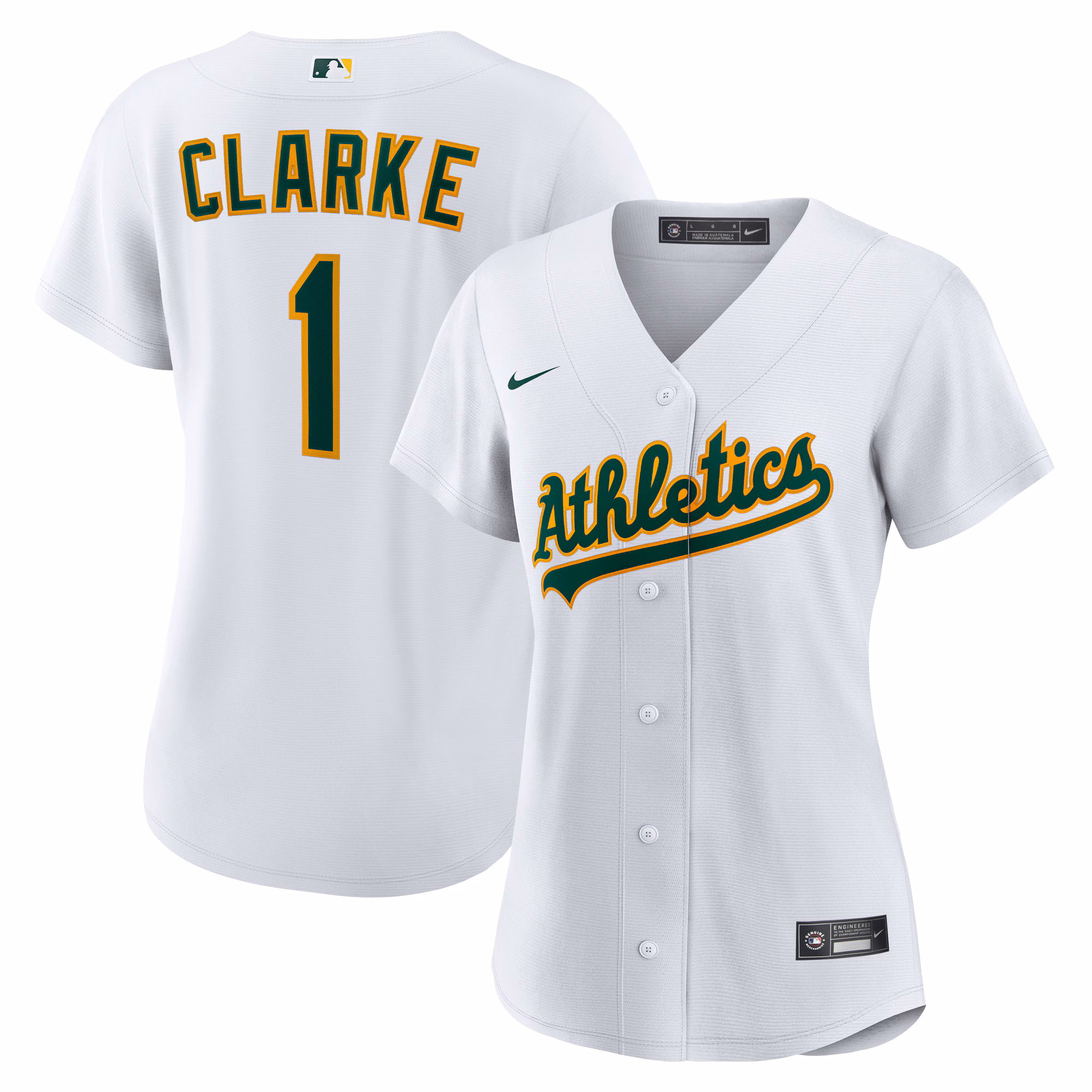 Women's Athletics Denzel Clarke #1 White Home Replica Jersey