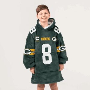 Kid J.J 8 Captain Green Bay Football Unisex Blanket Hoodie