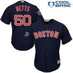 Boston Red Sox #50 Mookie Betts Navy Blue New Cool Base 2018 World Series Stitched Jersey