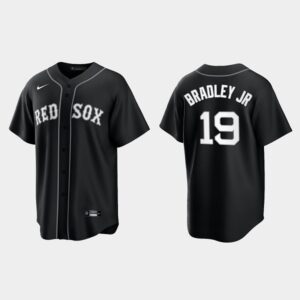 Men's Boston Red Sox #19 Jackie Bradley Jr. Cool Base Official Jersey - Black White