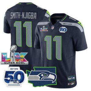 Smith-Njigba #11 Seattle Seahawks Super Bowl LX Patch Game Jersey - All Stitched