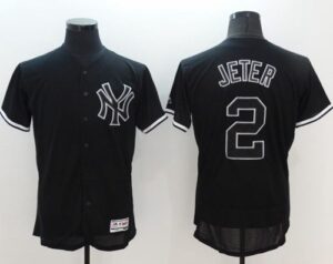New York Yankees #2 Derek Jeter Black Fashion Flexbase Collection Stitched Jersey