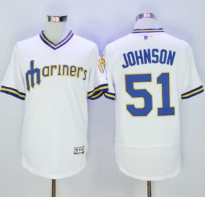 Seattle Mariners #51 Randy Johnson White Flexbase Collection Cooperstown Stitched Jersey