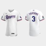 Men's Texas Rangers #3 Leody Taveras White Home Flex Base Jersey