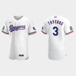 Men's Texas Rangers #3 Leody Taveras White Home Flex Base Jersey