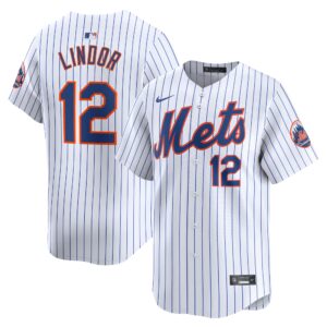 Men's New York Mets #12 Francisco Lindor  White Home Limited Player Jersey