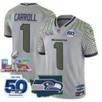 Pete Carroll #1 Seattle Seahawks Super Bowl LX Patch Game Jersey - All Stitched