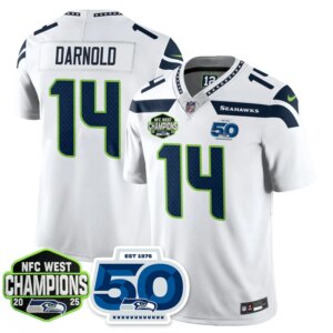 Sam Darnold #14  Seattle Seahawks SEA 2026 NFC West Champions Limited Jersey - 50th Season Patch - All Stitched