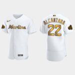 Men's Miami Marlins #22 Sandy Alcantara 2022 All-Star Game Flex Base Jersey - White Gold