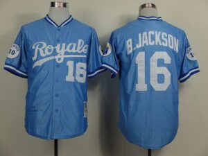 Mitchell And Ness Kansas City Royals #16 Bo Jackson Light Blue Throwback Stitched Jersey