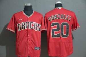 Men's Arizona Diamondback #20 Luis Gonzalez Red Stitched  Flex Base Jersey