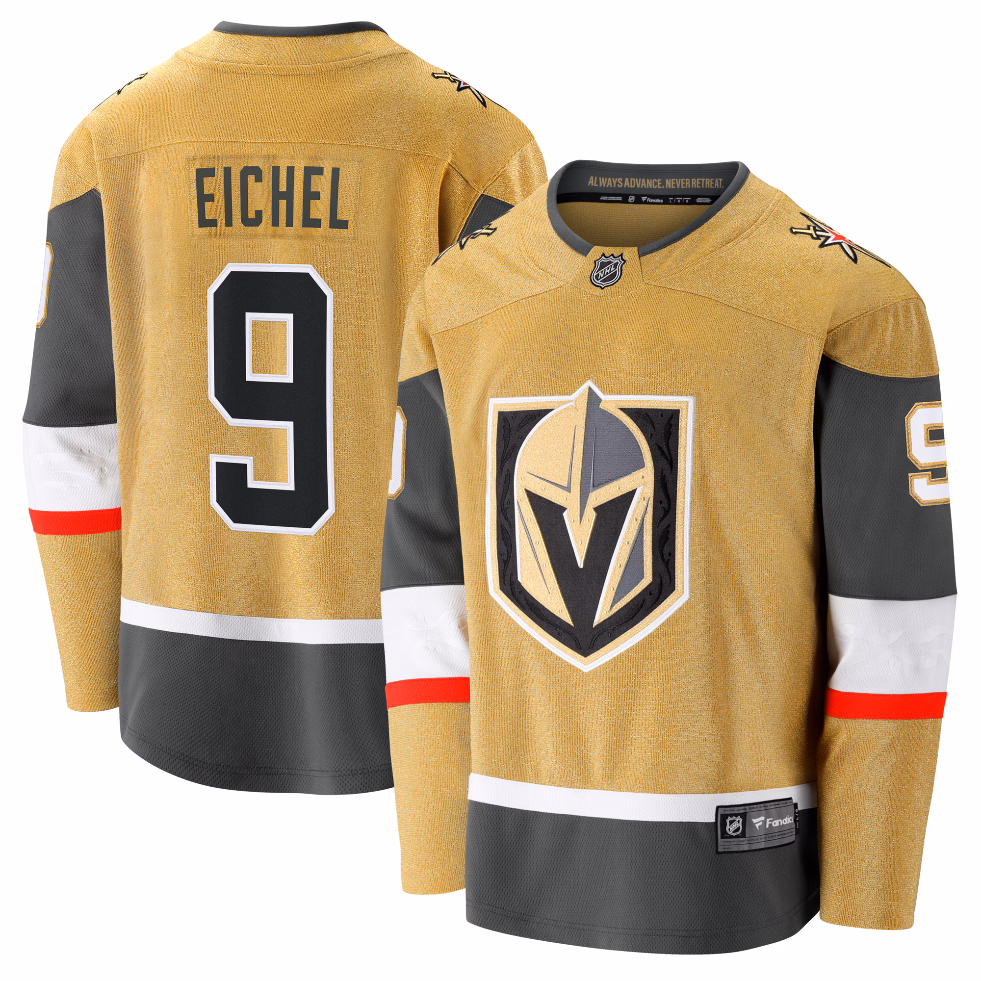 Vegas Golden Knights Jack Eichel #9 Fanatics Gold Home Breakaway Jersey