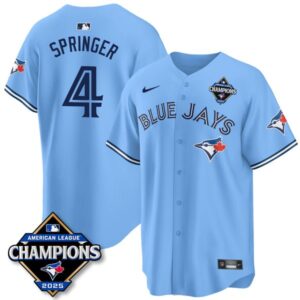 George Springer #4 Toronto Blue Jays 2025 American League Champions Jersey Stitched Light Blue
